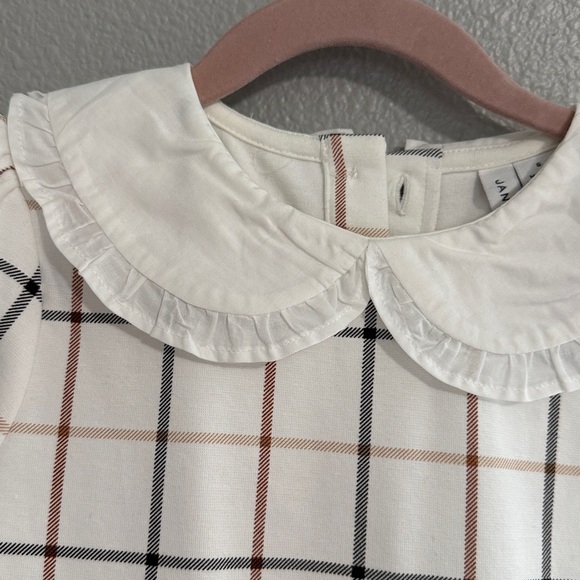 Janie and jack girls dress size 6 white window pane statement collar equestrian - Picture 6 of 9